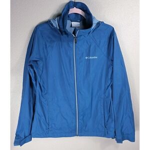 Columbia Women's Blue Hooded Lightweight Zip Windbreaker Jacket Size M